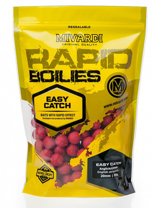 MIVARDI Rapid Boilies Easy Catch Anglická jahoda 3300gr 20mm
