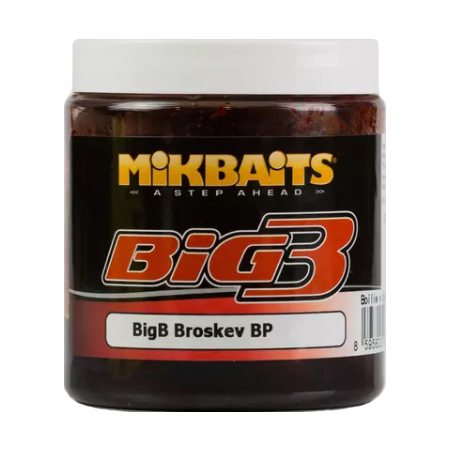 MIKBAITS Boilie v dipu BigB Broskev Black Pepper 250ml 24mm