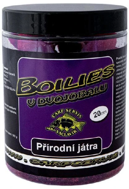 CARP SERVIS VÁCLAVÍK Boilies v dvojobalu Přírodní játra 180g 20mm