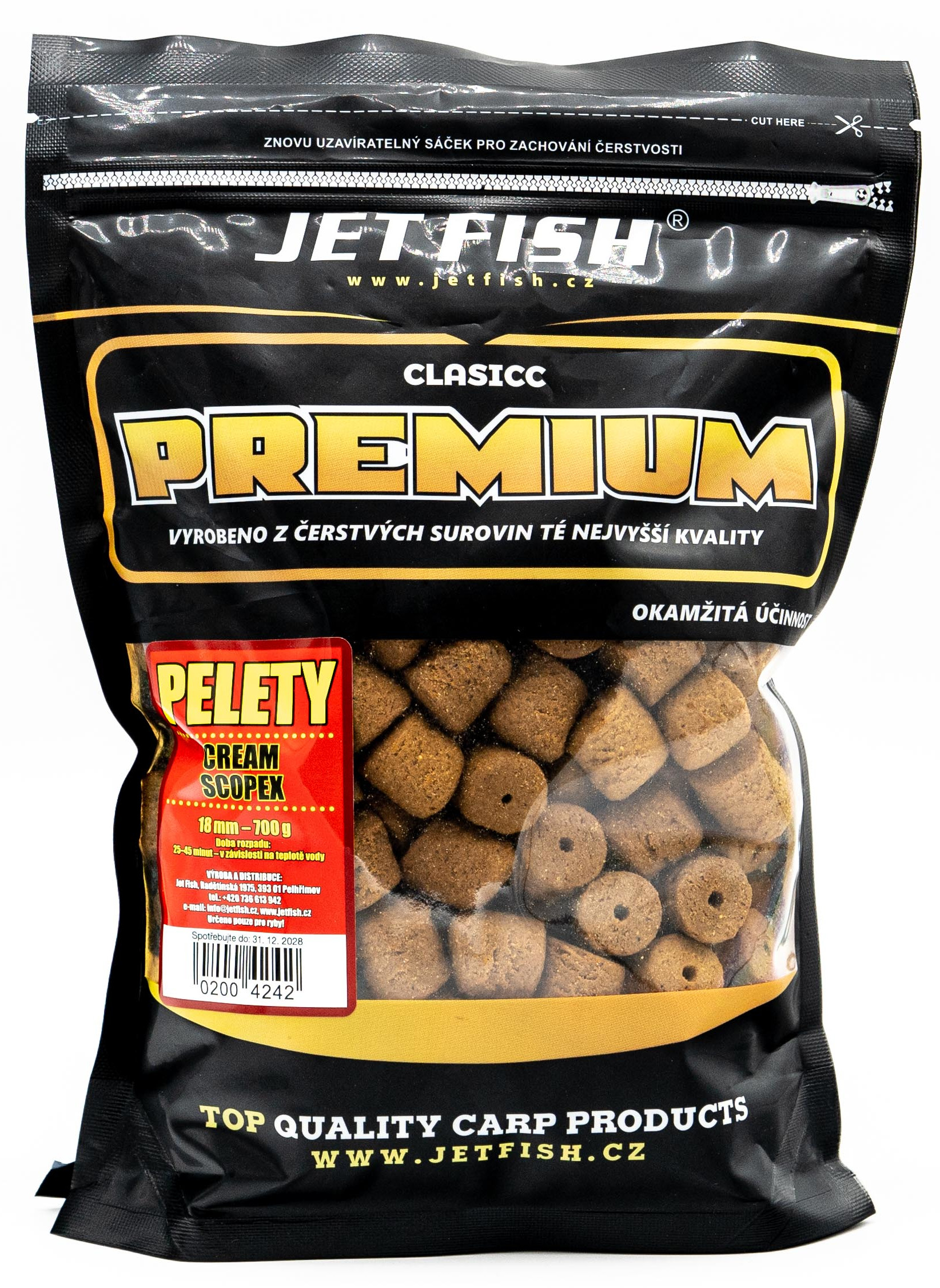 JET FISH Pelety Premium Clasicc Cream Scopex 700g 18mm