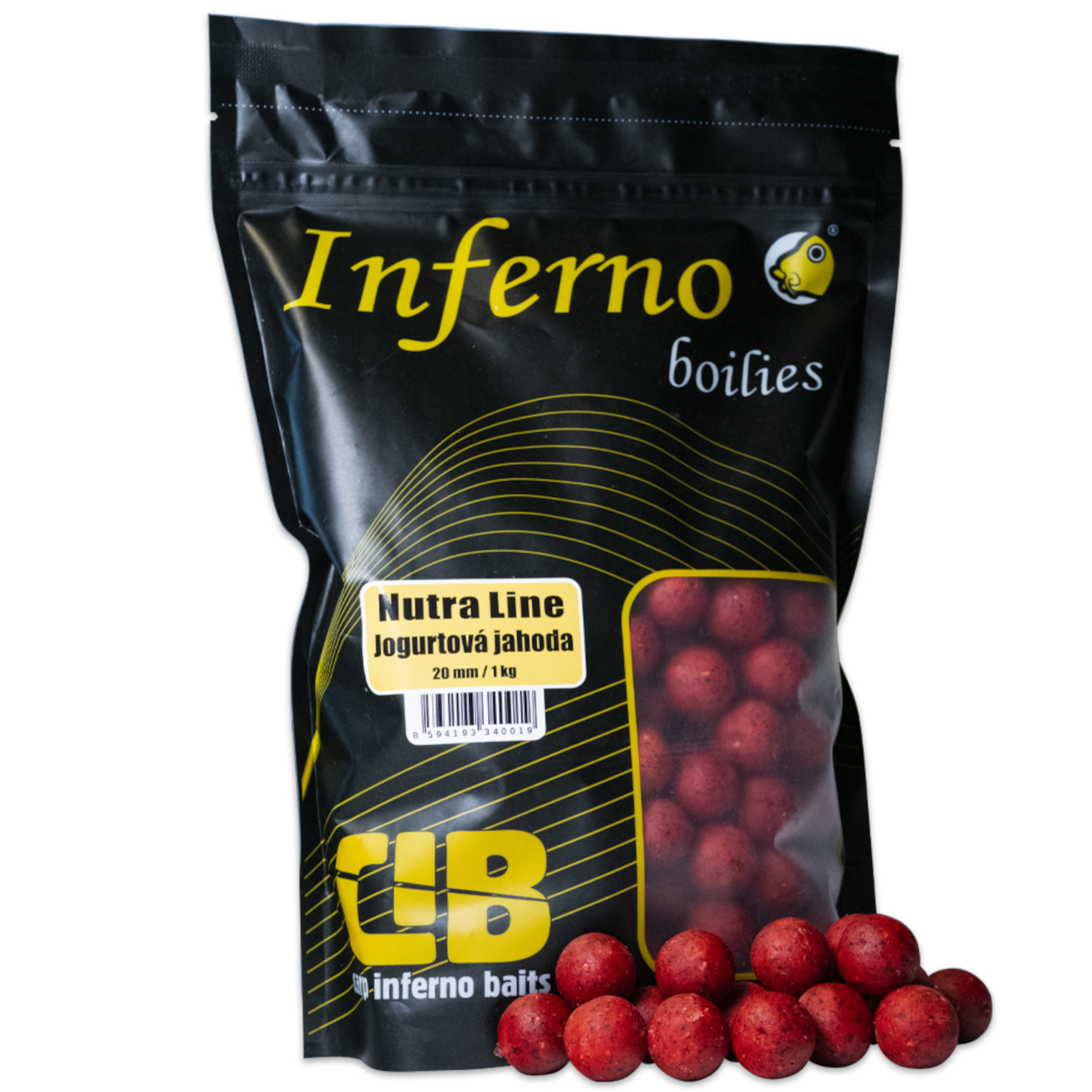CARP INFERNO Boilies Nutra Line Jogurtová jahoda 1kg 20mm