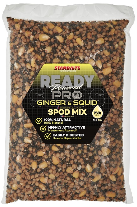 STARBAITS Směs partiklu Spod Mix Ready Seeds Ginger Squid 1kg