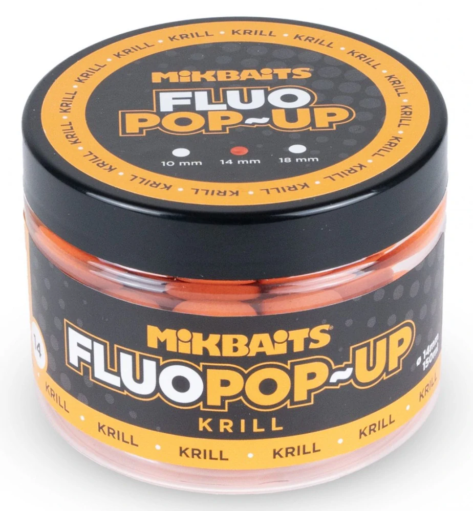 MIKBAITS Plovoucí Fluo boilie Krill 150ml 14mm