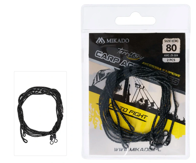 MIKADO Kaprový návazec Leadcore s obratlíkem 2ks 80cm