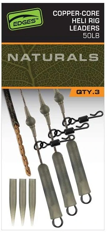 FOX Montáž Edges Naturals Copper Core Heli Rig Leaders 3ks
