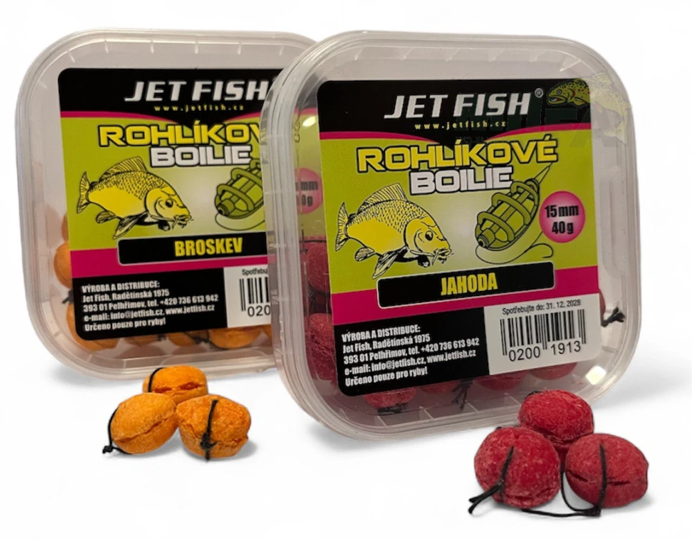 JET FISH Rohlíkové boilies Švestka Scopex 15mm 40g