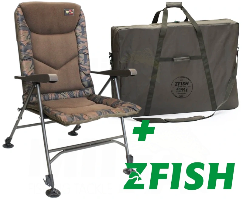 AKCE ZFISH Křeslo Deluxe Camo Chair + transportní taška Aquacore
