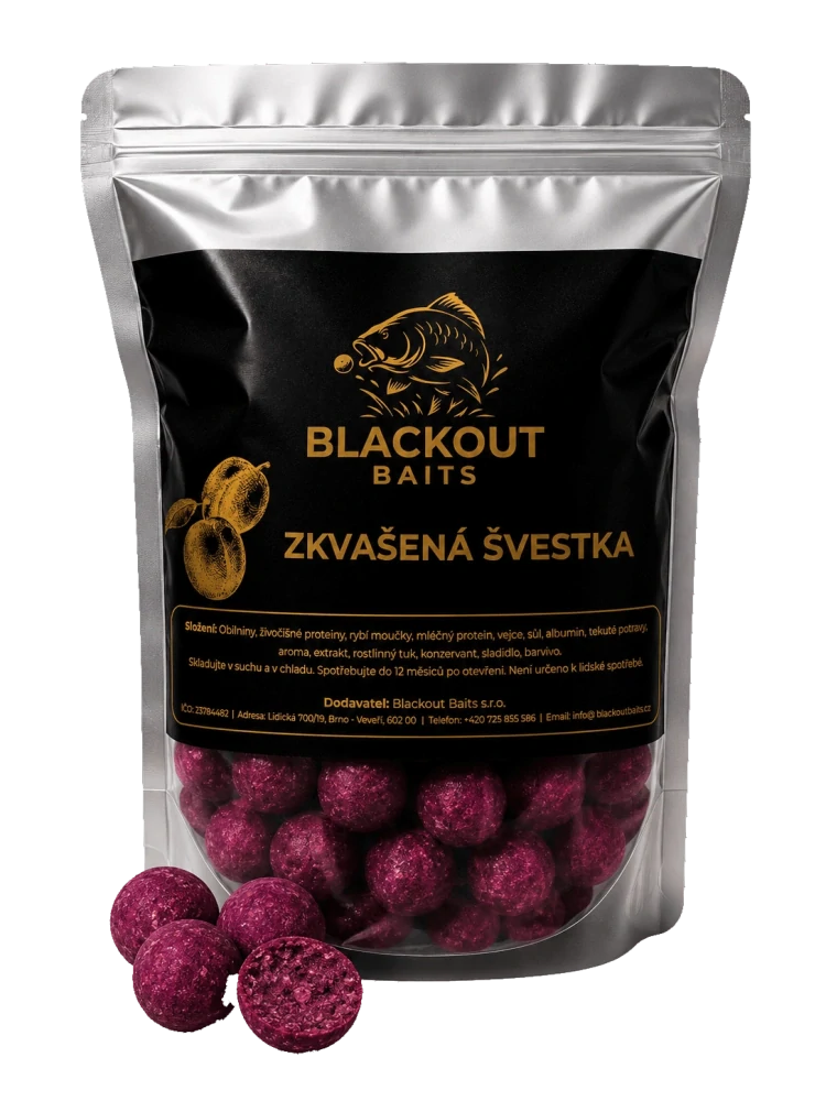 BLACKOUT BAITS Boilies Zkvašená švestka 1kg 24mm