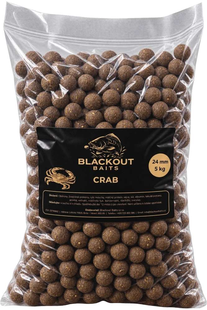 BLACKOUT BAITS Krmné boilies Crab 5kg 24mm