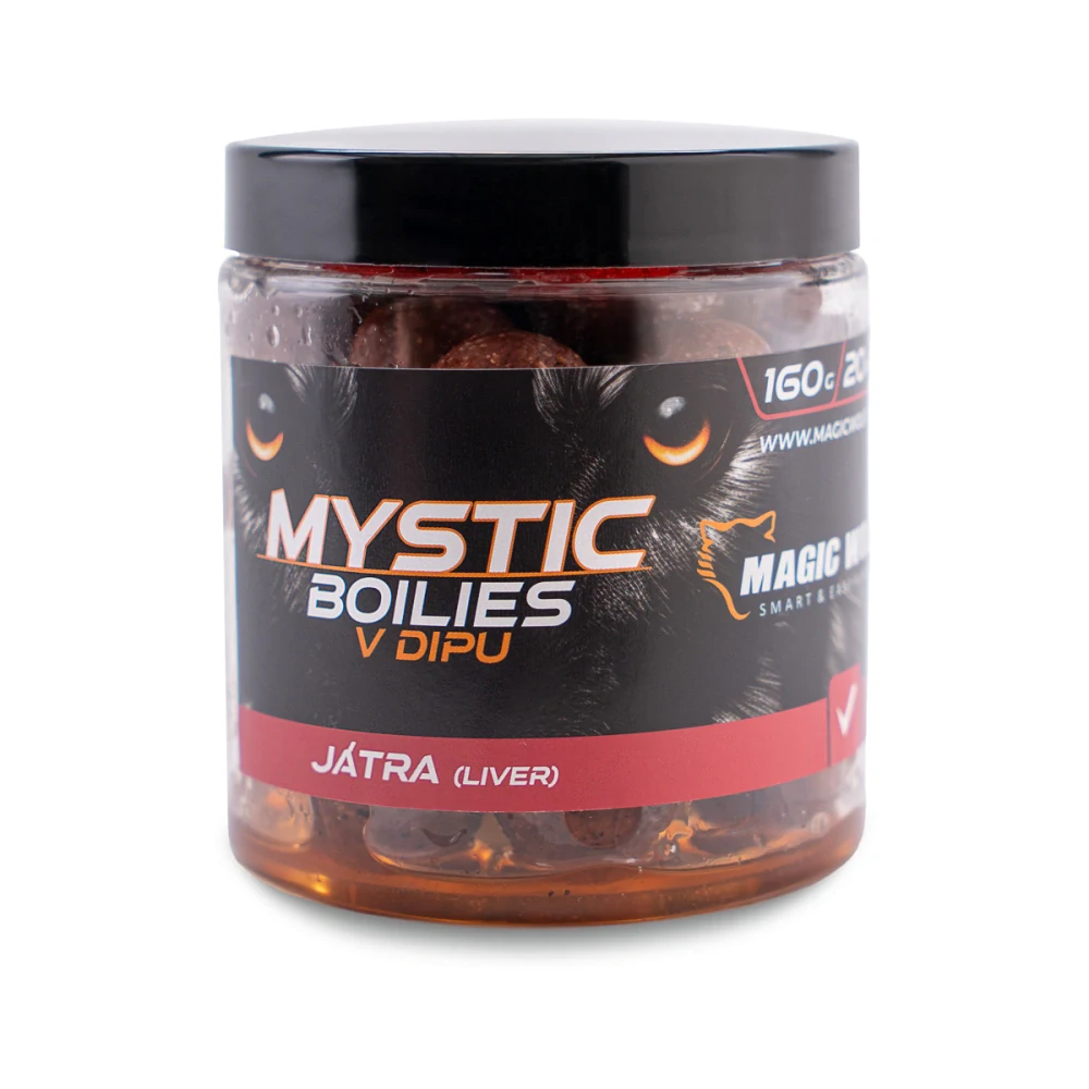 MAGIC WOLF Boilies v dipu Mystic Játra 160g 24mm