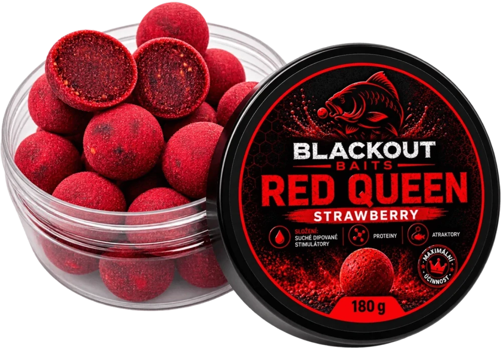 BLACKOUT BAITS Boilies Red Queen Strawberry 180g 24mm