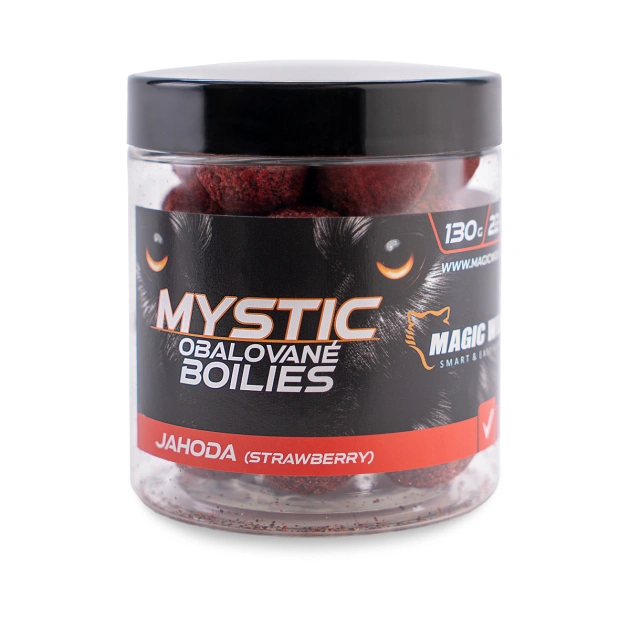 MAGIC WOLF Obalované boilies Mystic Jahoda 130g 26mm