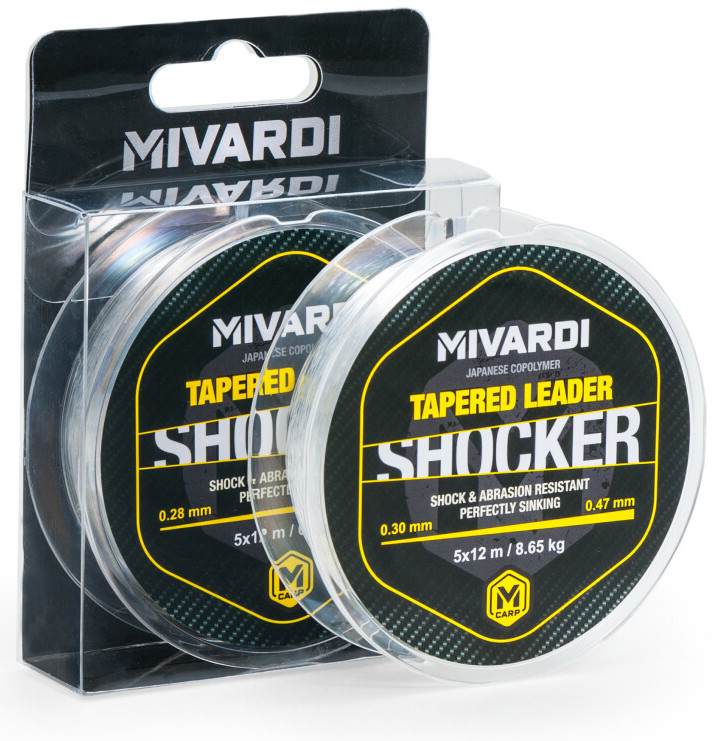 MIVARDI Ujímaný vlasec Shocker Tapered Leader 5x12m 0,30 - 0,47mm