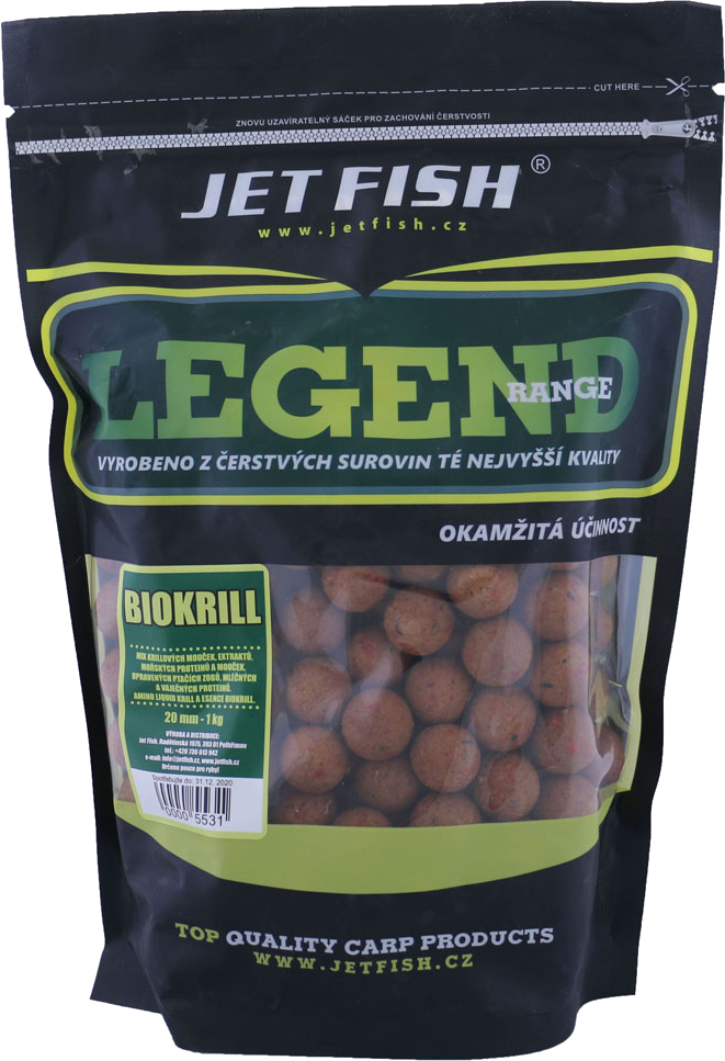 JET FISH Boilie Legend Range Biokrill 1kg 20mm