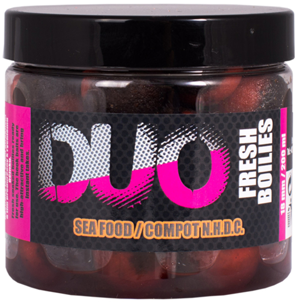 LK BAITS Boilies DUO X-Tra Fresh Sea Food & Compot N.H.D.C. 200ml 18mm