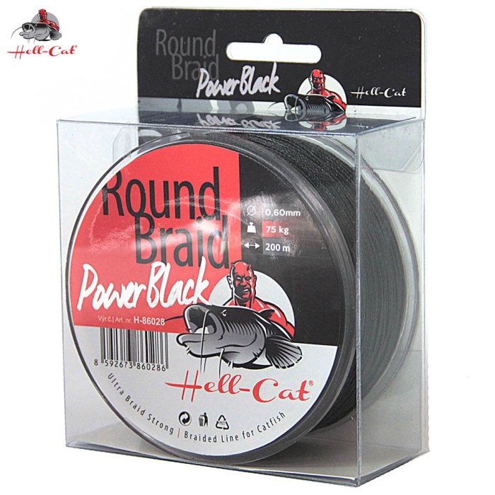 HELL-CAT Šňůra Round Braid Power Black 200m / 0,60mm / 75kg