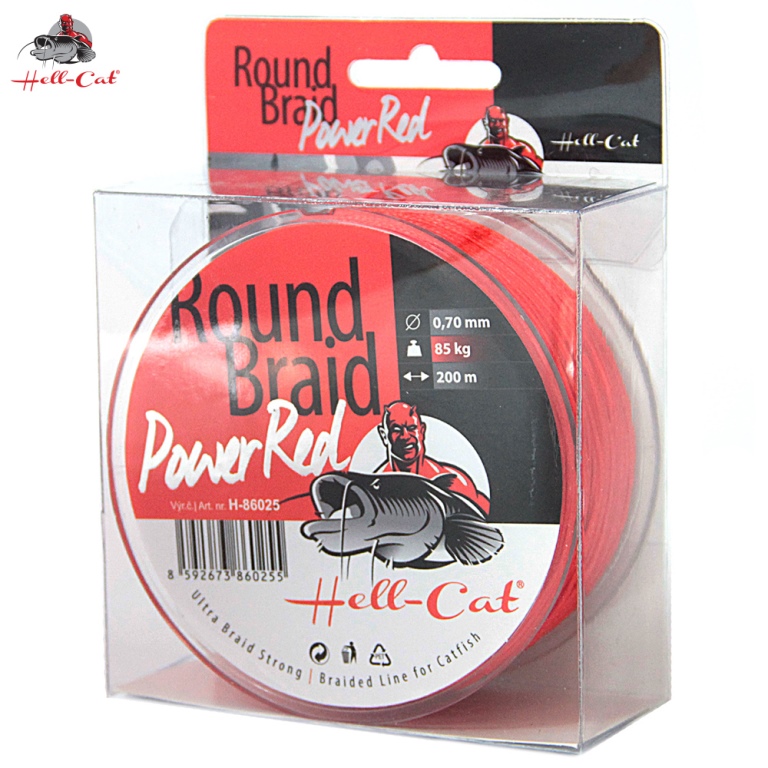 HELL-CAT Šňůra Round Braid Power Red 200m / 0,50mm / 57kg