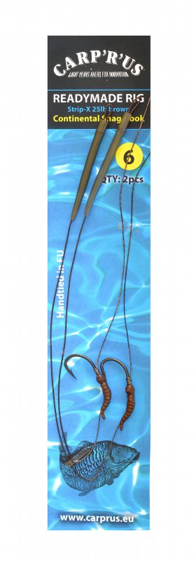 CARP´R´US Boilies návazec Ready Rig Strip-X 25lbs. Brown Continetal #6