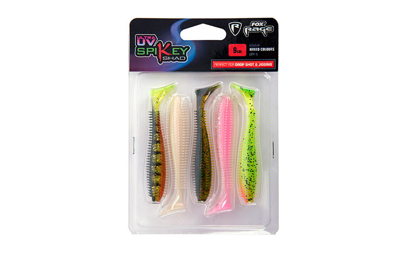 FOX RAGE Sada gumových nástrah UV Spikey Shad 5ks 9cm
