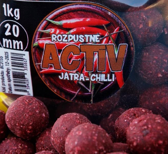 BLACK CARP Activ Boilies Játra - Chilli 20mm 1kg