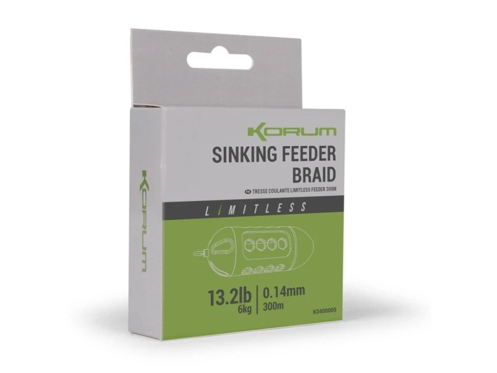 KORUM Pletená šňůra Limitless Sinking Feeder Braid 300m 0,14mm