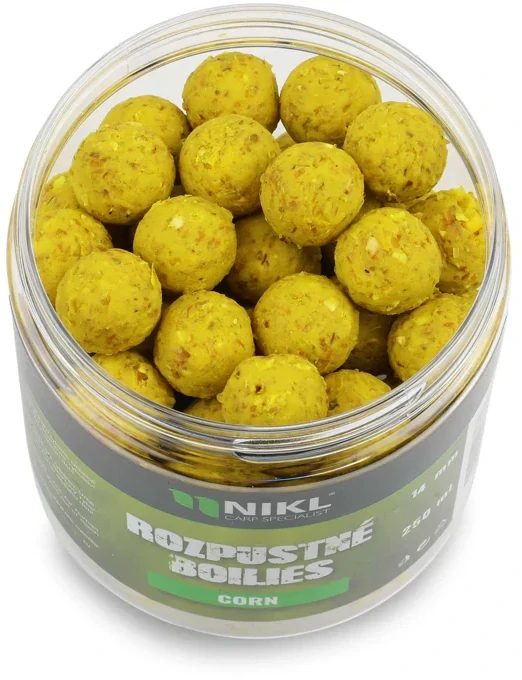 NIKL Rozpustné boilies Corn 250ml 14mm