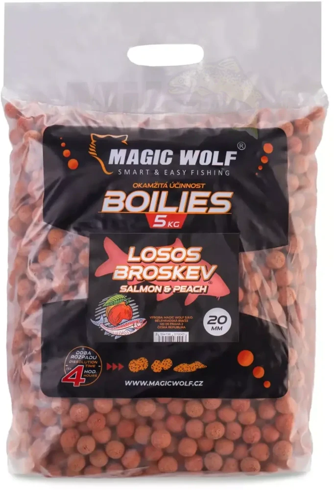 MAGIC WOLF Boilies Losos Broskev 5kg 20mm