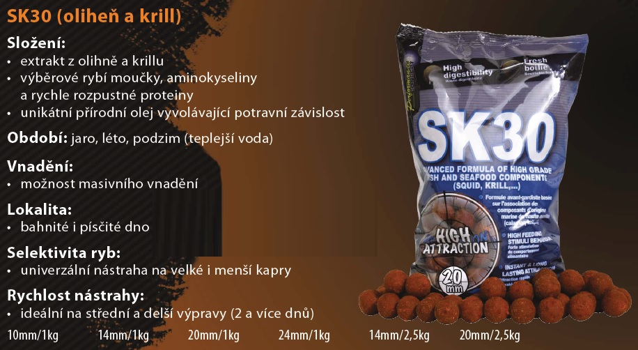 STARBAITS Boilies SK30 800g 20mm