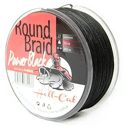 HELL-CAT Šňůra Round Braid Power Black 200m / 0,60mm / 75kg