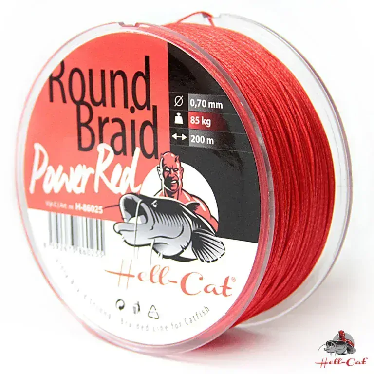 HELL-CAT Šňůra Round Braid Power Red 200m / 0,50mm / 57kg