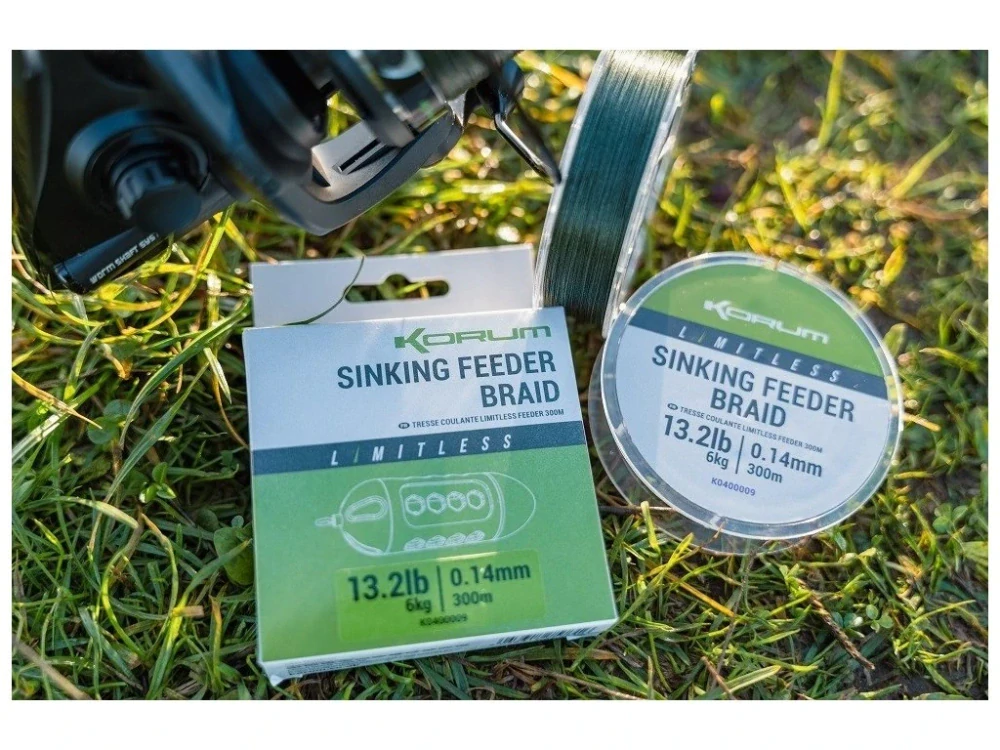 KORUM Pletená šňůra Limitless Sinking Feeder Braid 300m 0,14mm