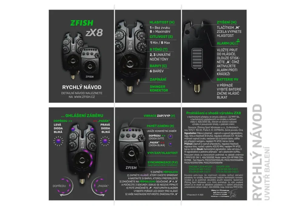ZFISH Sada hlásičů Bite Alarm Set ZX8 PRO 4+1