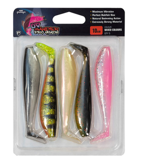 FOX RAGE Sada gumových nástrah UV Zander Pro Shads Mixed Colours 5ks 10cm