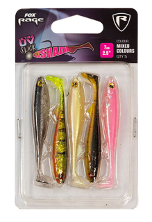 FOX RAGE Sada gumových nástrah Ultra UV Slick Shad Mixed Colours 5ks 9cm