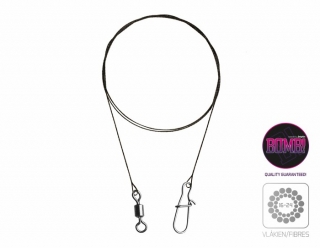 DELPHIN Wolframové lanko BOMB! s obratl. a karab. 40cm / 14kg / 2ks 