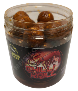 BLACK CARP Dipované boilies Chilli Krill 150g 20mm