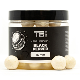 TB BAITS Plovoucí boilie Pop-Up White Black Pepper + NHDC 65g 12mm