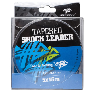 GIANTS FISHING Ujímaný šokový vlasec Tapered Shock Leader 5x15m 0,26-0,57mm