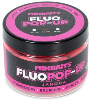 MIKBAITS Plovoucí Fluo boilie Jahoda 150ml 14mm