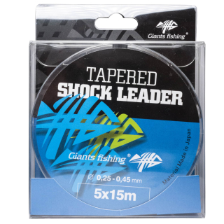 GIANTS FISHING Ujímaný šokový vlasec Tapered Shock Leader 5x15m 0,25-0,45mm