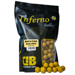 CARP INFERNO Boilies Nutra Line Banán Oliheň 1kg 20mm