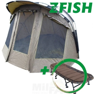 AKCE ZFISH Bivak Deluxe King Size 2 Man + lehátko ZFISH Condor Bedchair 8leg