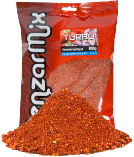 BENZAR MIX Krmítková směs Fluo Turbo Groundbait Jahoda Kalamár 800g
