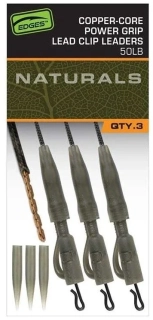FOX Montáž Edges Naturals Copper Core Power Grip Lead Clip Leaders 3ks