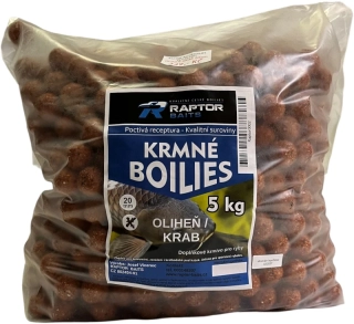 RAPTOR BAITS Krmné boilies Oliheň Krab 5kg 24mm
