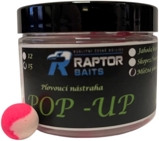 RAPTOR BAITS Pop Up DUO Mléčná jahoda 50g 15mm