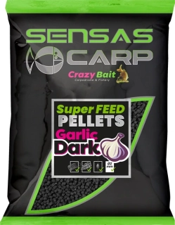 SENSAS Pelety Super Feed Garlic Dark 650g 4mm