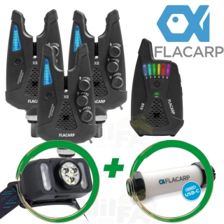 AKCE FLACARP Sada signalizátorů 3+1 X8 + RX8 + nabijecí čelovka HL4RX + LED světlo FL7