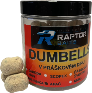 RAPTOR BAITS Dumbells v praškové dipu Apač (koření) 250ml
