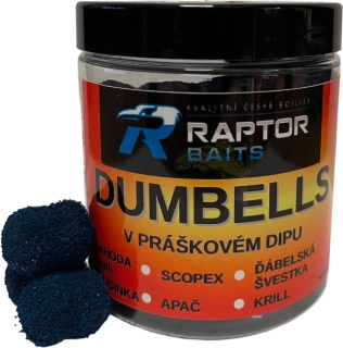 RAPTOR BAITS Dumbells v praškové dipu Ďábelská švestka 250ml